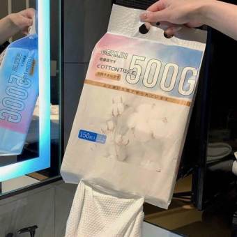 Combo 2 gói Khăn Mặt Dùng 1 Lần Gói Lớn (500g/gói), Khăn Khô đa Năng Cho Bé Gói 150 Tờ Dạng Túi Rút Treo Tiện Lợi, Hợp Vệ Sinh, Khăn Geklin