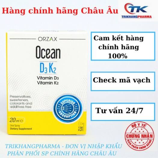 Vitamin OCEAN D3K2 - Bổ sung vitamin D3, K2 dạng xịt và nhỏ giọt cho bé lọ 20ml
