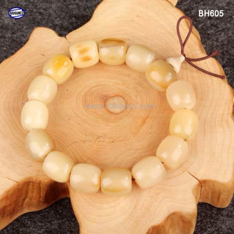 Vòng tay sừng Bò Châu Phi Trắng đốt trúc - Tài Lộc - Phú Quý và Trường Tồn (BH605N)