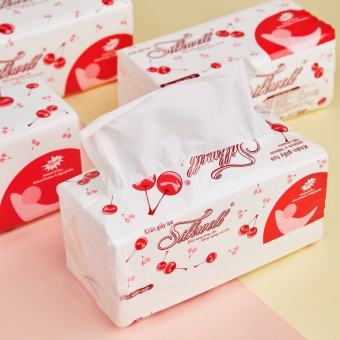 Gói 280 Tờ Khăn Giấy Rút Lụa 2 Lớp Silkwell Cherry - Khăn Giấy Ăn