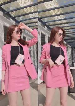 Set bộ 3 món (chân váy+áo giả vest)