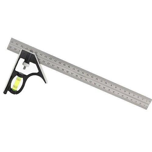 Thước Đo Góc 90 Độ Có Ống Thủy Dài 30cm Chất Liệu Thép Cán Thước Điều Chỉnh Vít Vặn Cố Định Lấy Điểm Dễ Dàng Chính Xác