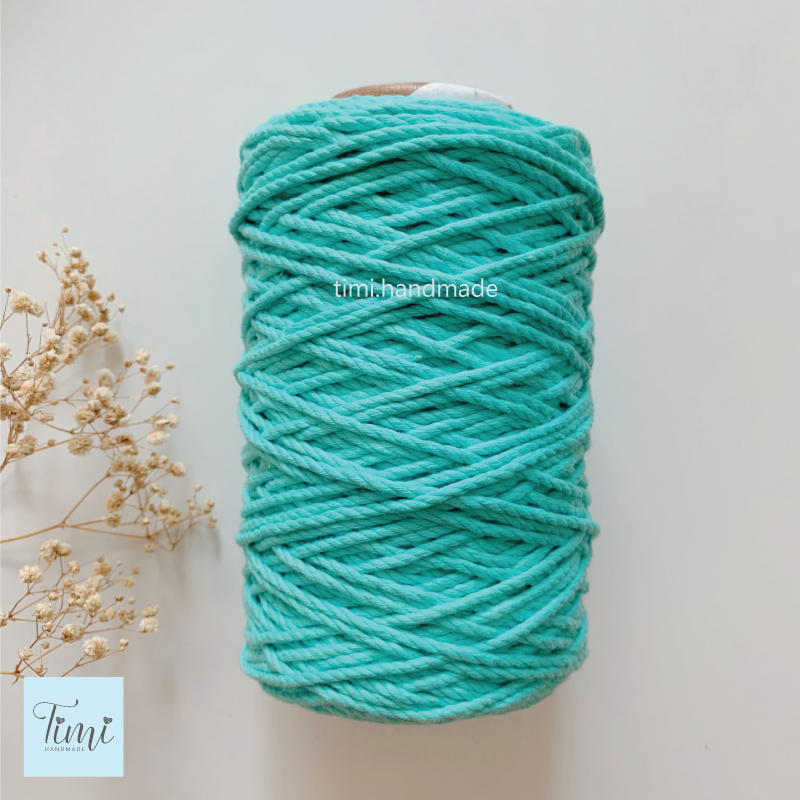 Dây thừng macrame cotton màu xanh ngọc/xanh mint size 3mm/5mm mềm mịn