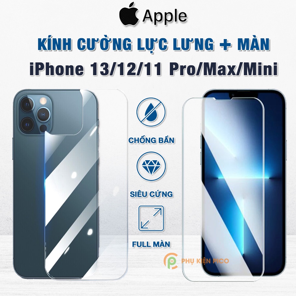 Kính cường lực lưng iPhone 13 Pro Max / Iphone 15 Pro Max trong suốt full mặt lưng độ cứng 9H - Dán lưng Iphone 13 Pro Max / Iphone 14 Pro Max