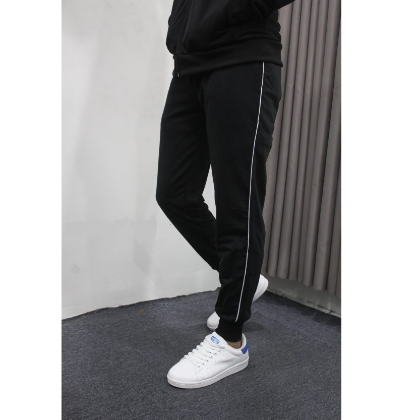 Quần jogger nam 1 sọc thun poly mịn mát có bigsize