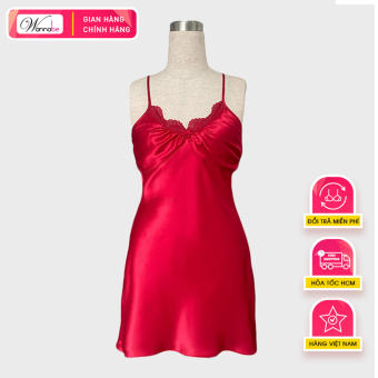 Đầm ngủ phi lụa cao cấp Wannabe DNS38 phủ cúp đơn giản nhẹ nhàng