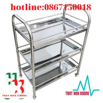 Xe Đẩy Inox 3 Tầng- Xe Tiêm Inox 3 Tầng Thiết bị phòng khám,Spa