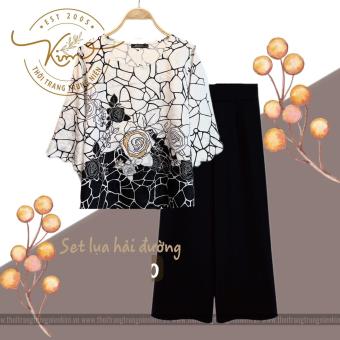 Set Đồ Nữ Quần Áo Trung Niên Chất Lụa Đồ Bộ Trung Niên Vải Lụa Quần Ống Suông. Mã M9