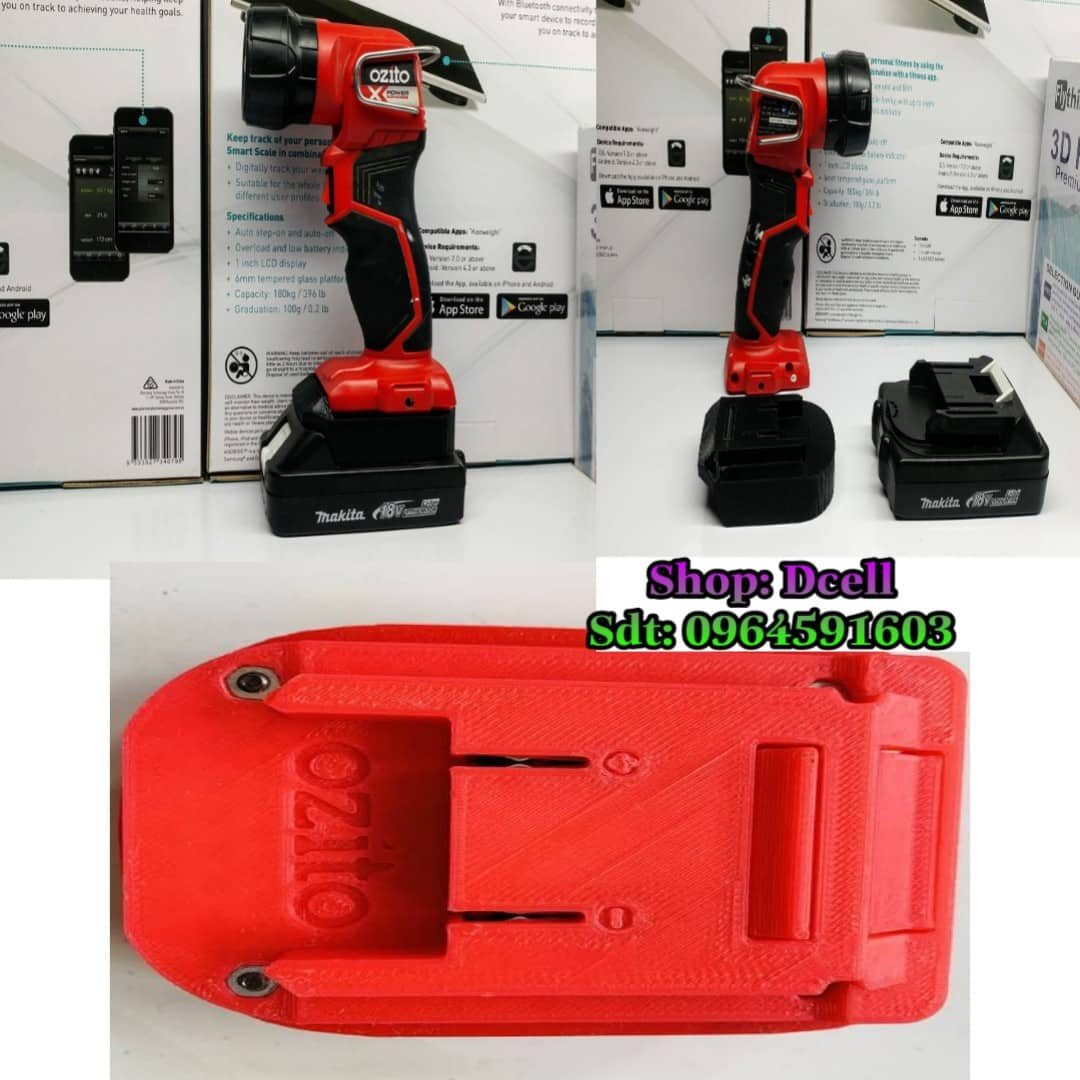 Đế Chuyển Pin Makita Dùng Cho Máy Ozito PXDDS-201 PXBHK-120 Và Ozito POWERX 18V - Các Loại Máy Bắn V