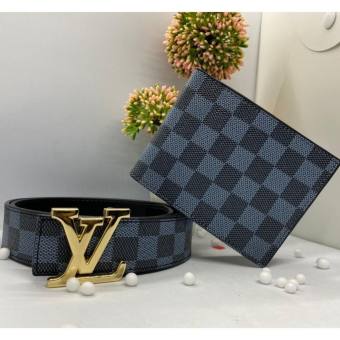 Combo Thắt lưng nam+ ví nam caro đen cực sang chảnh