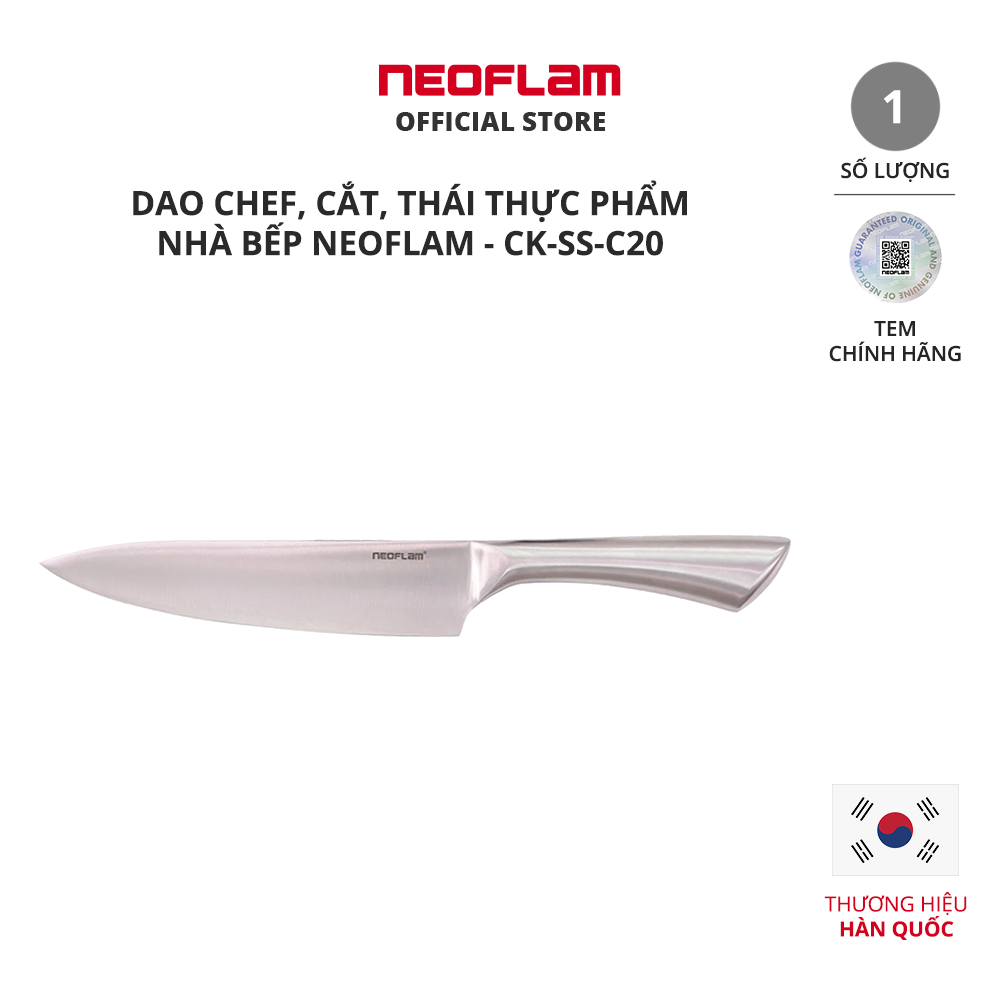 Dao chef neoflam, cán thép thế hệ mới - ck-ss-c20