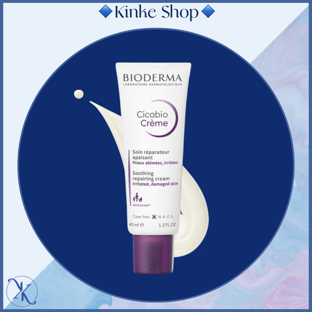 ✅ Kem dưỡng phục hồi Bio tím da tổn thương Bioderma Cicabio Crème, Pháp - 40ml