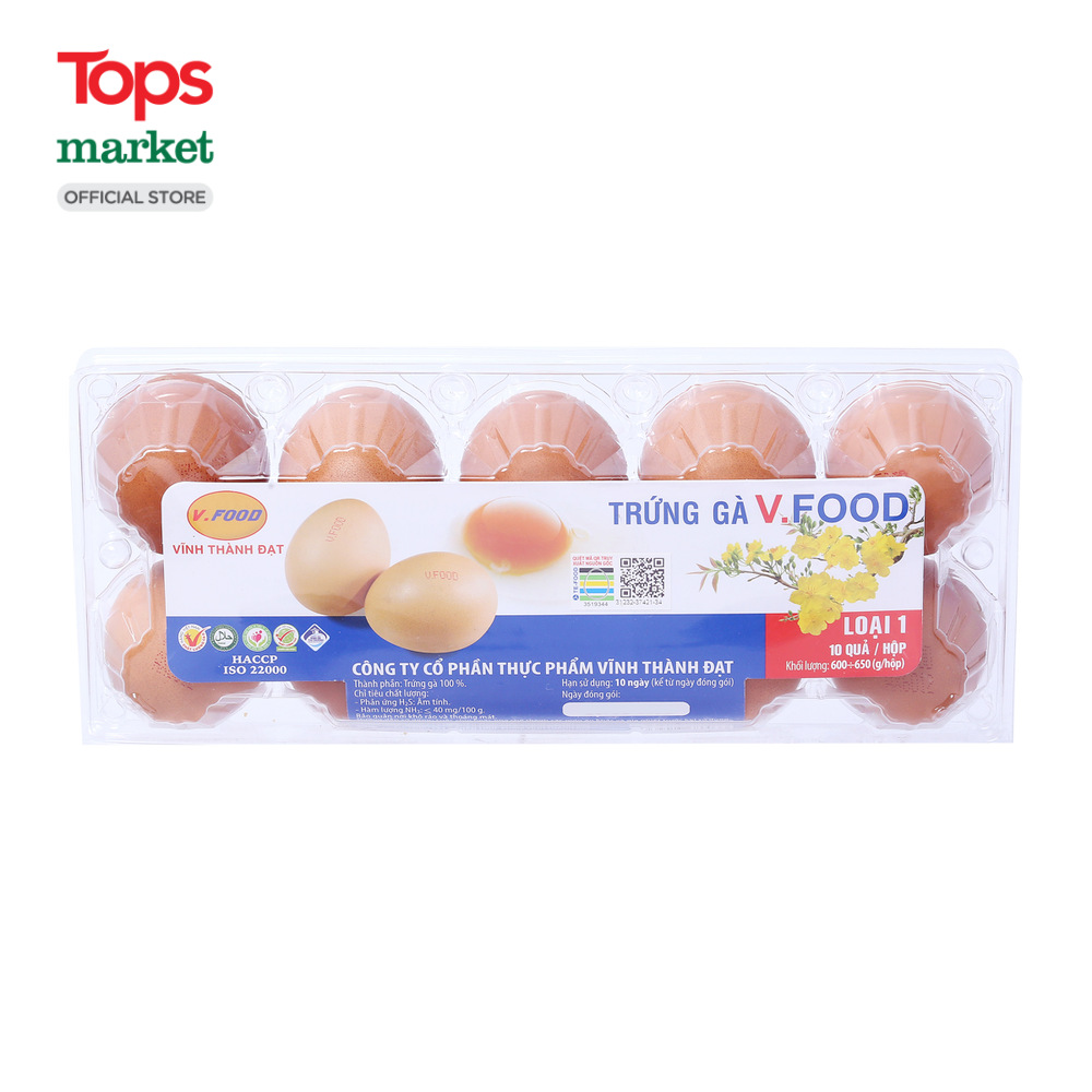 Vỉ 10 Trứng Gà V.Food Loại 1