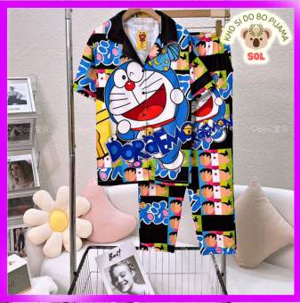 Đồ Bộ Pijama Thun Lạnh 3D Cao Cấp Tay Ngắn Quần Dài (cài nút)  FREESIZE  45-72KG