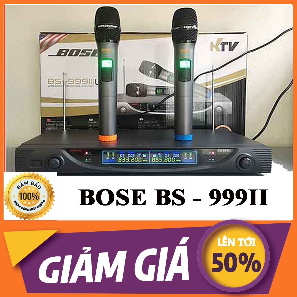 Mic không dây Bose BS 999II UHF-mic khồn dây cao cấp-Micro không dây Chống hú cao, Âm thanh trung thực, Micro karaoke gia đình- bảo hành 12 tháng