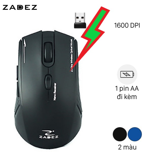 M338 chuột không dây Zadez - tặng kèm pin AA