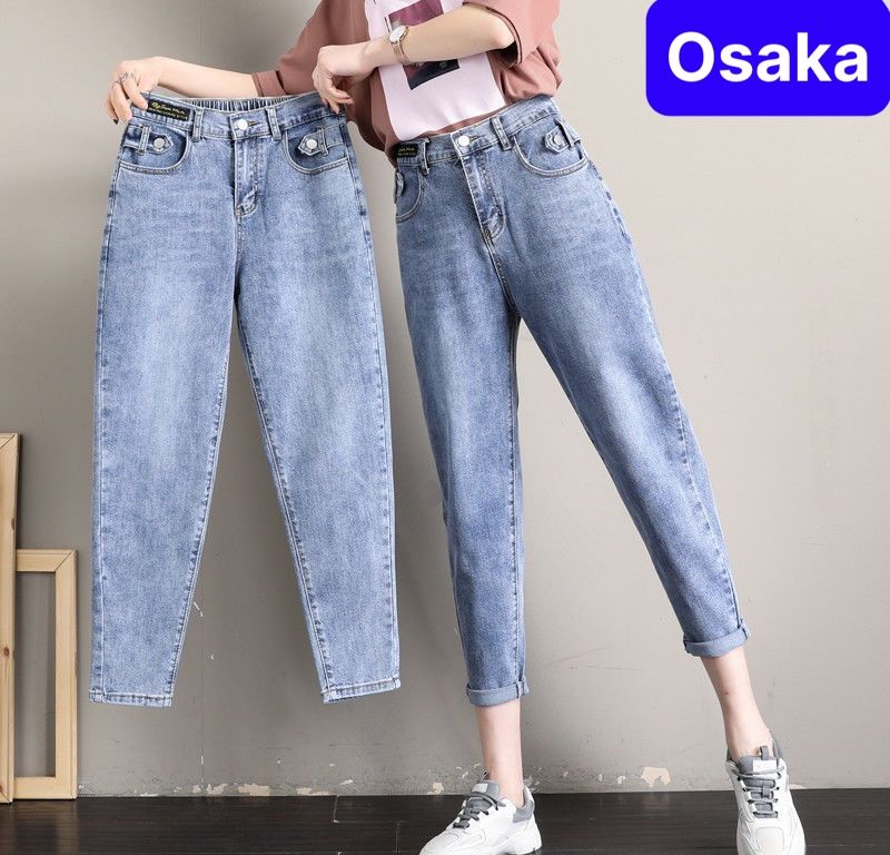 QUẦN BAGGY JEAN NỮ XANH LƯNG THUN CẠP CHUN NÂNG MÔNG HÀN QUỐC PR-415 PHONG CÁCH SÀNH ĐIỆU - OSAKA FASHION