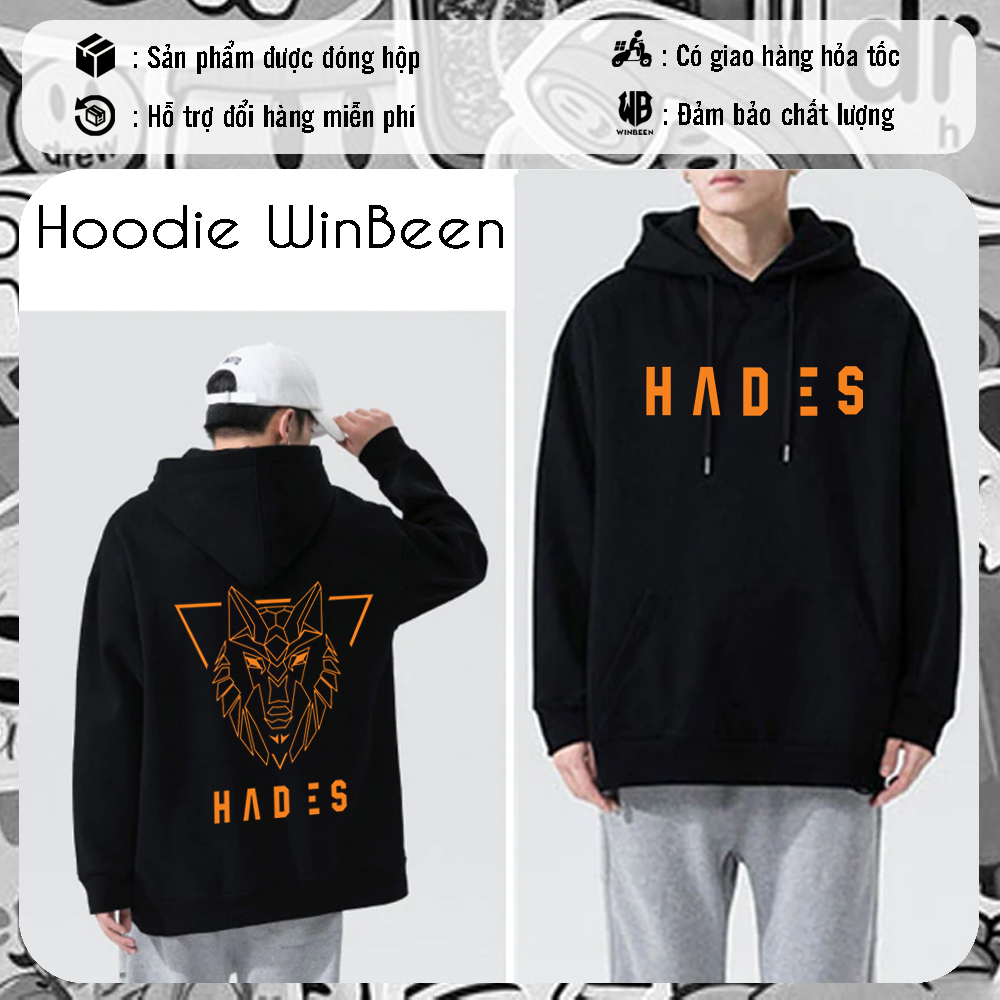 Hoodie unisex WinBeen phong cách streetwear in hình sói độc đáo form rộng vải nỉ dầy ấm phù hợp đi chơi đi du lịch