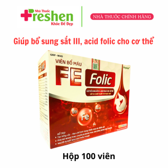 Viên bổ máu FE FOLIC - Giúp bổ sung sắt III, acid folic cho cơ thể - Hộp 100 viên