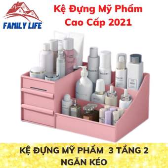 KỆ ĐỰNG MỸ PHẨM  3 TẦNG 2 NGĂN KÉO - Kệ đựng mĩ phẩm 3 tầng hình Kim cương