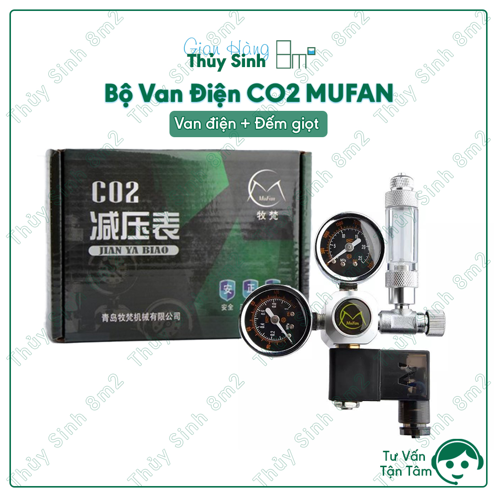 Van điện mufan tinh chỉnh co2 tự động cho hồ thủy sinh - 02 đồng hồ, có giảm áp - 8m2