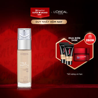 Kem nền mịn nhẹ dưỡng da dạng lỏng L'Oreal Paris True match Liquid Foundation 30ml