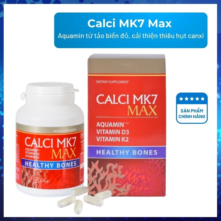 Canxi mk7 max - viên uống bổ sung canxi tảo đỏ tự nhiên, vitamin d3, mk7 hộp 60 viên
