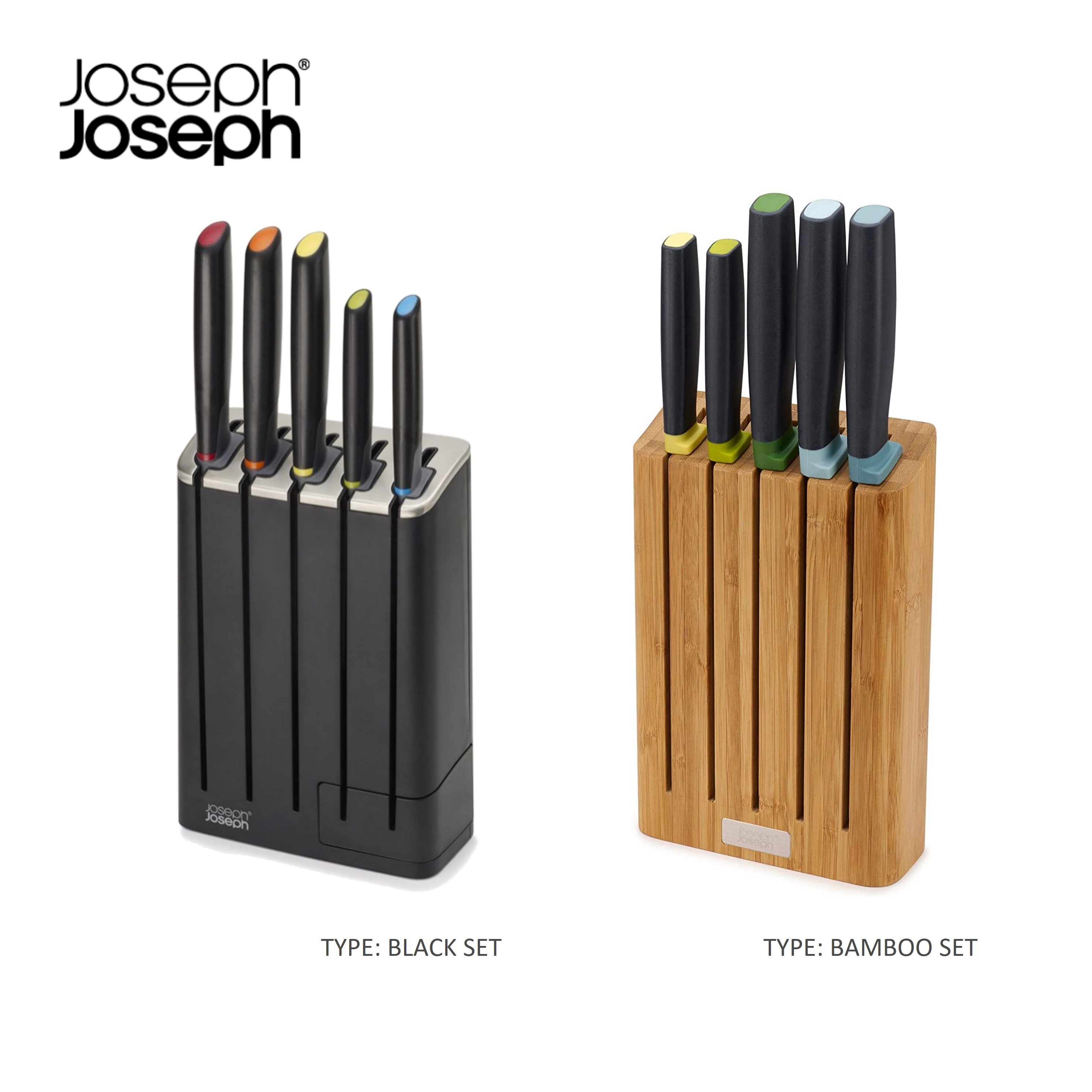 Joseph Joseph Elevate 5-Piece SlimBlock Knife Set, One Size, Multicolor