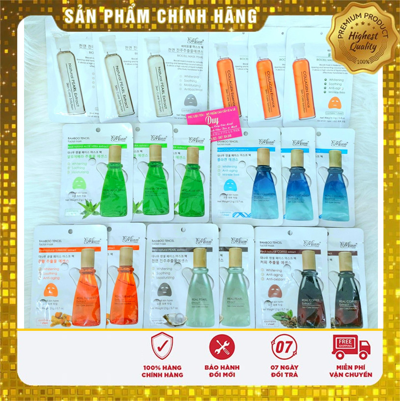Mặt nạ đắp mặt dưỡng chất thiên nhiên mian - collagen biocell mask & bamboo tencel - cho làn da mịn màng tươi sáng.