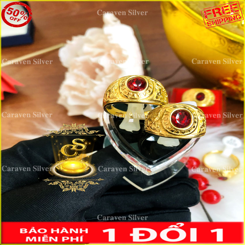 Nhẫn mỹ nam xi vàng đá topaz đỏ mới về năm nay - Caraven silver - MY4598991 - Bao bền bao cứng, sang trọng, lịch lãm - nhẫn nam, nhan nam, nhẫn mỹ nam, nhan my nam,nhẫn nam inox,nhan nam inox,nhẫn inox nam, nhan inox nam