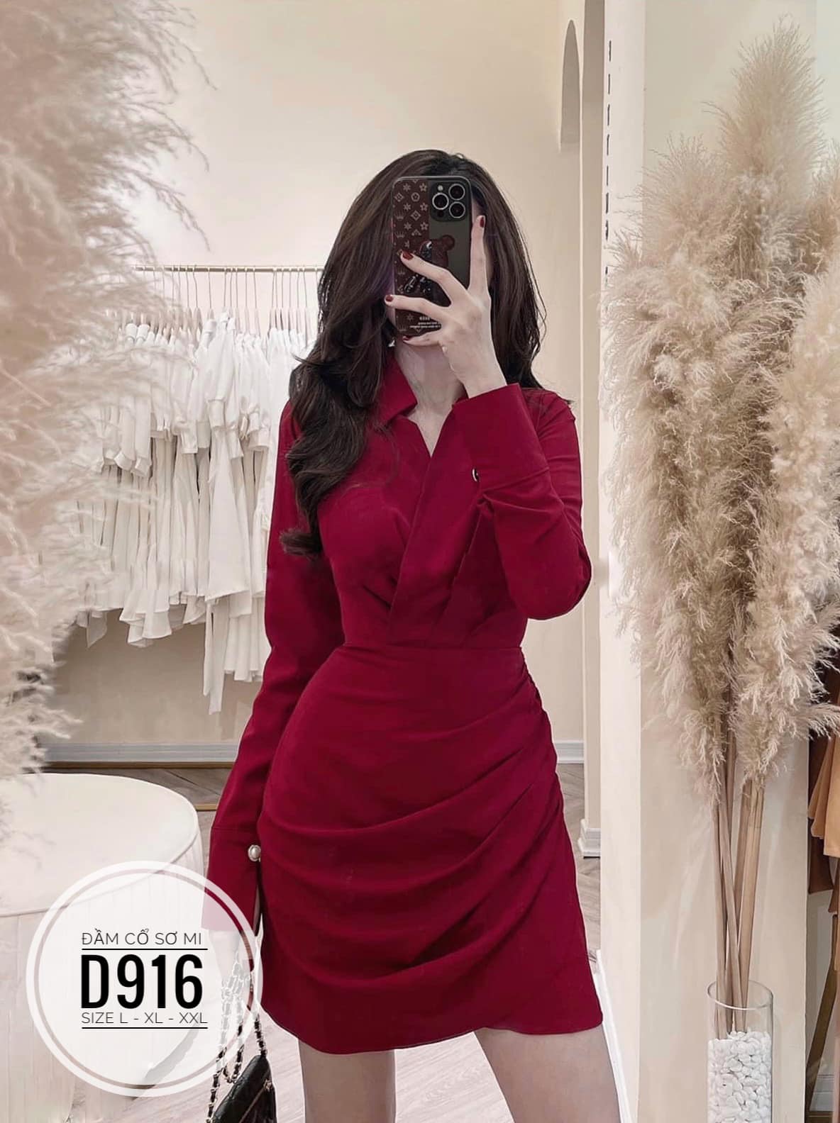 Đầm sơ mi tay dài sang trọng bigsize