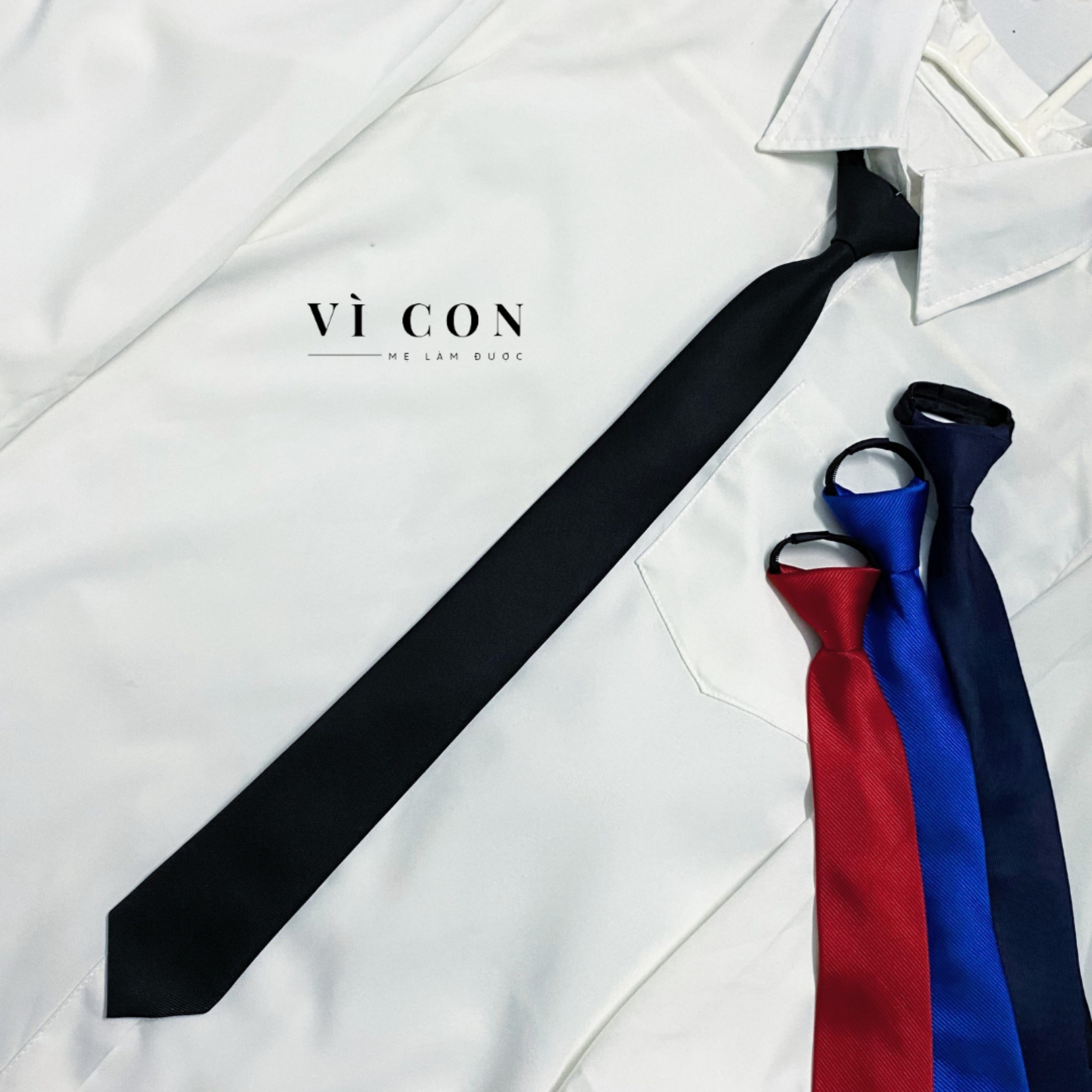 Cà vạt nam bản nhỏ VÌCON chất liệu silk cao cấp, cavat công sở cao cấp, cà vạt dây kéo C7