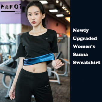Hanqiaoxi Women's Sauna Suit Running Sports Body-lowering Clothes Large Size Fat Reducing Fitness Dance Sweat Suit