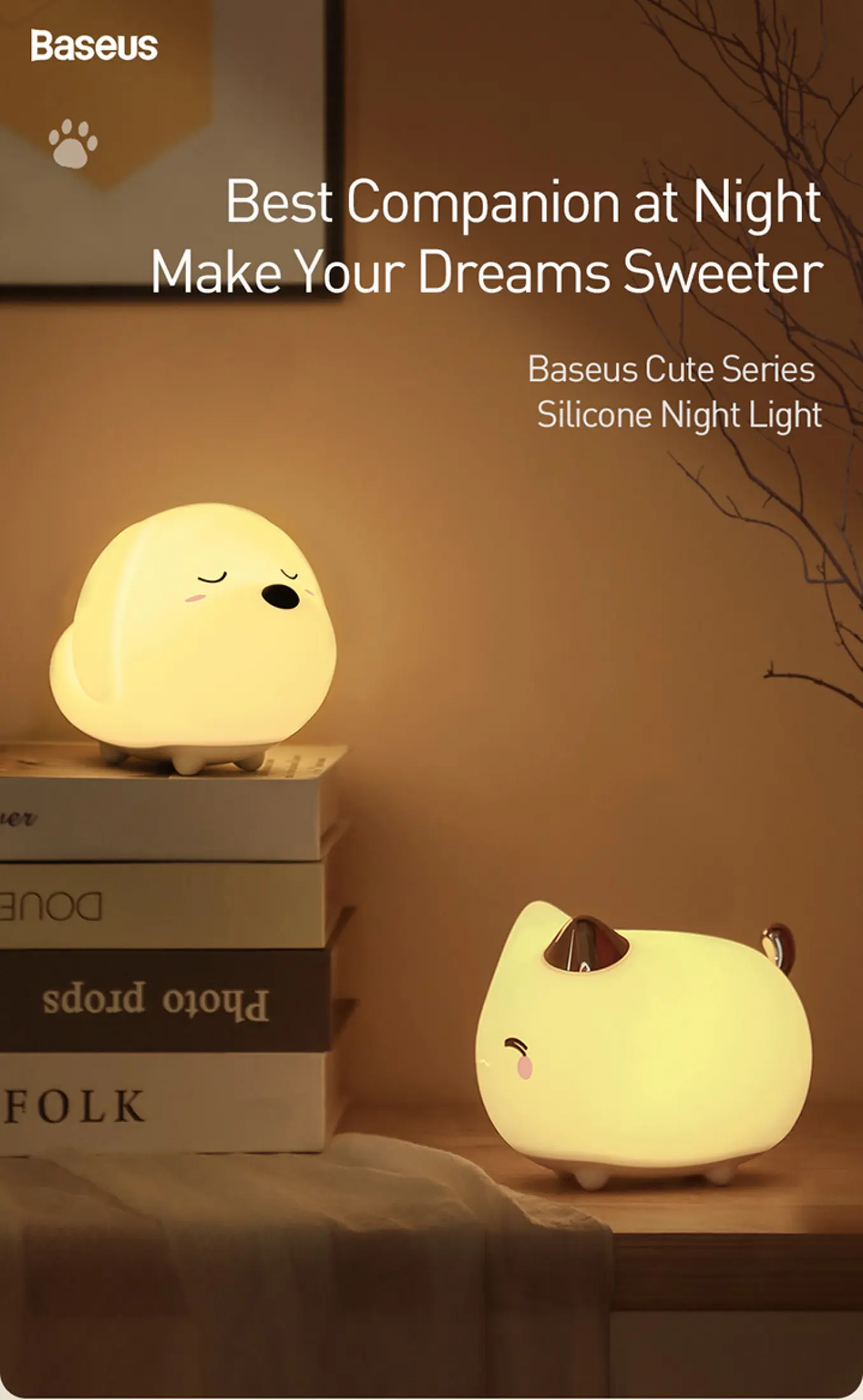 Baseus Cute Cat Silicone 1100mAh Night Light Modes buy online best price in pakistan