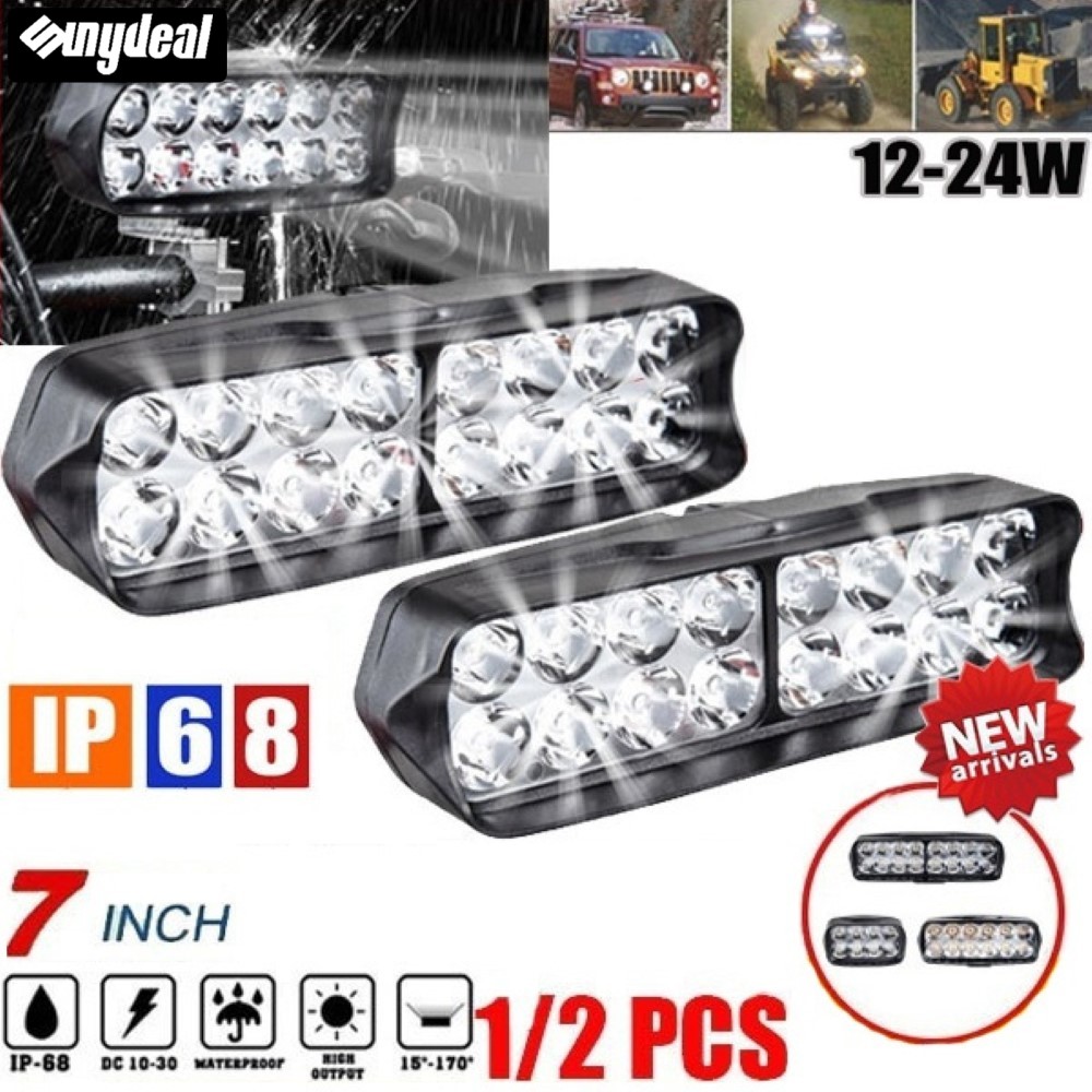 【Sunydeal】Thanh Đèn LED Làm Việc 12-24W Đèn Xe Hơi Chống Nước Nổi Bật Chùm Đèn Pha Chiếu Điểm Combo Cho Xe Tải SUV Địa Hình Phụ Kiện Ô Tô