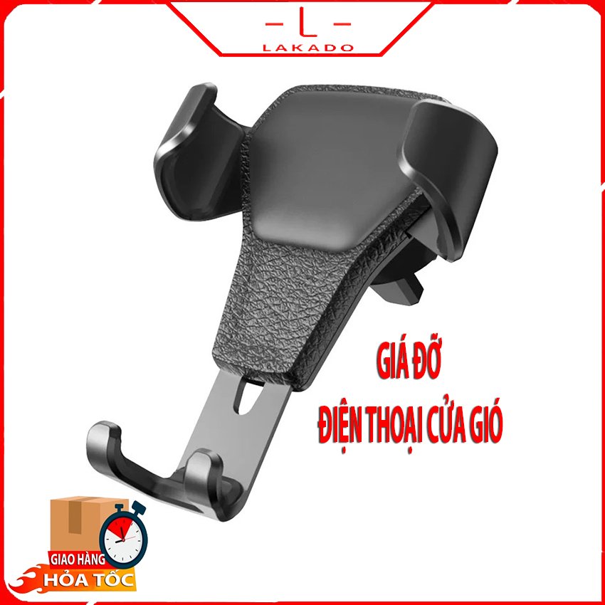 Giá đỡ điện điện thoại cài cửa gió điều hòa ô tô, xe hơi đế da sang trọng