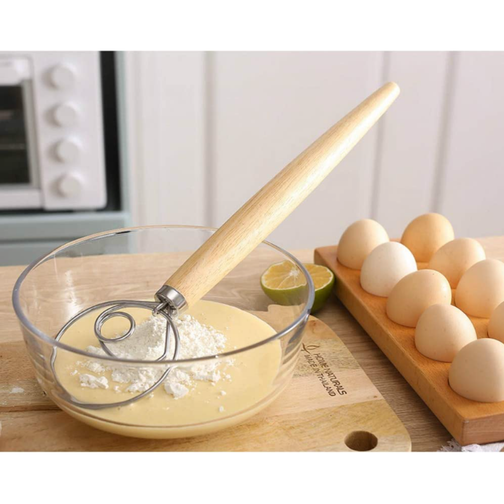 1pc, Danish Dough Whisk, Danish Dough Mixer, Danish Dough Blender, Dutch  Bread Whisk, Wooden Hand Mixer, Bread Baking Tools For Cake Bread Pizza Past