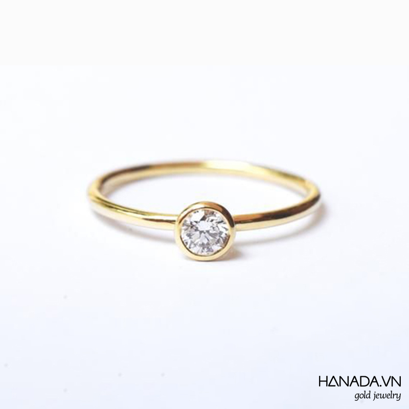 [HCM] Nhẫn Vàng 14K Hanada Đá Swarovski 4 MM