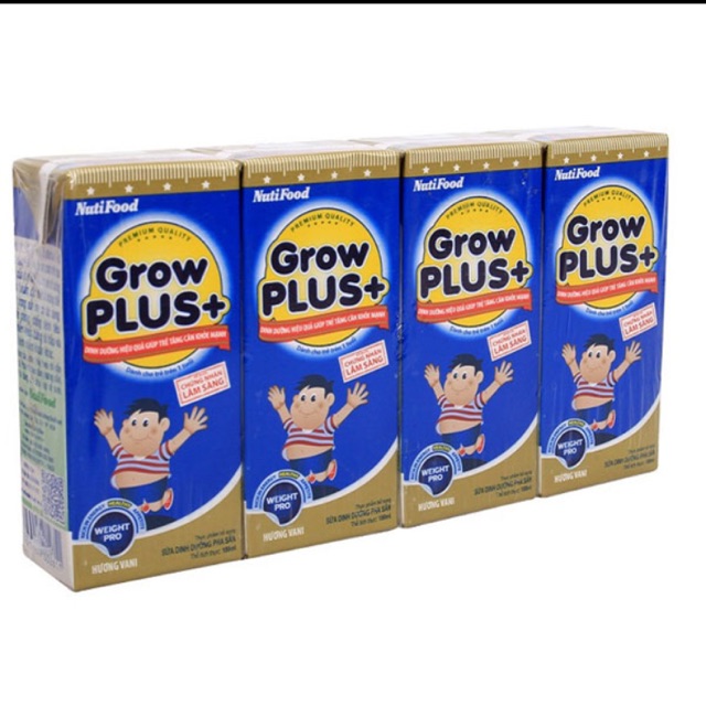 Lốc 4 Hộp Sữa Bột Pha Sẵn Nuti Grow Plus Xanh 110ml-180ml