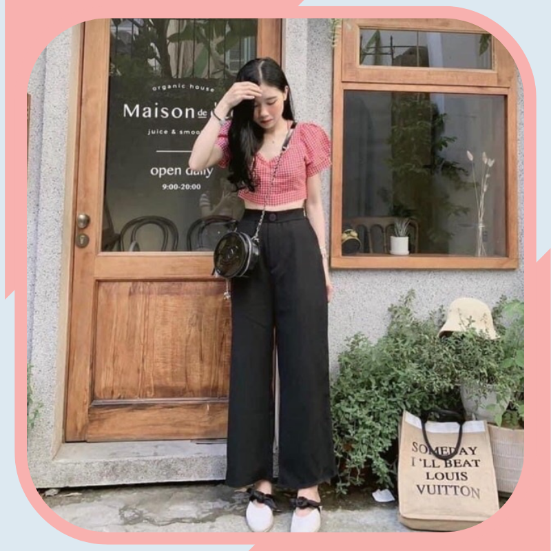 Quần culottes ống rộng suông đũi dáng dài 92cm dễ phối đồ lên dáng mặc nhẹ thoải mái
