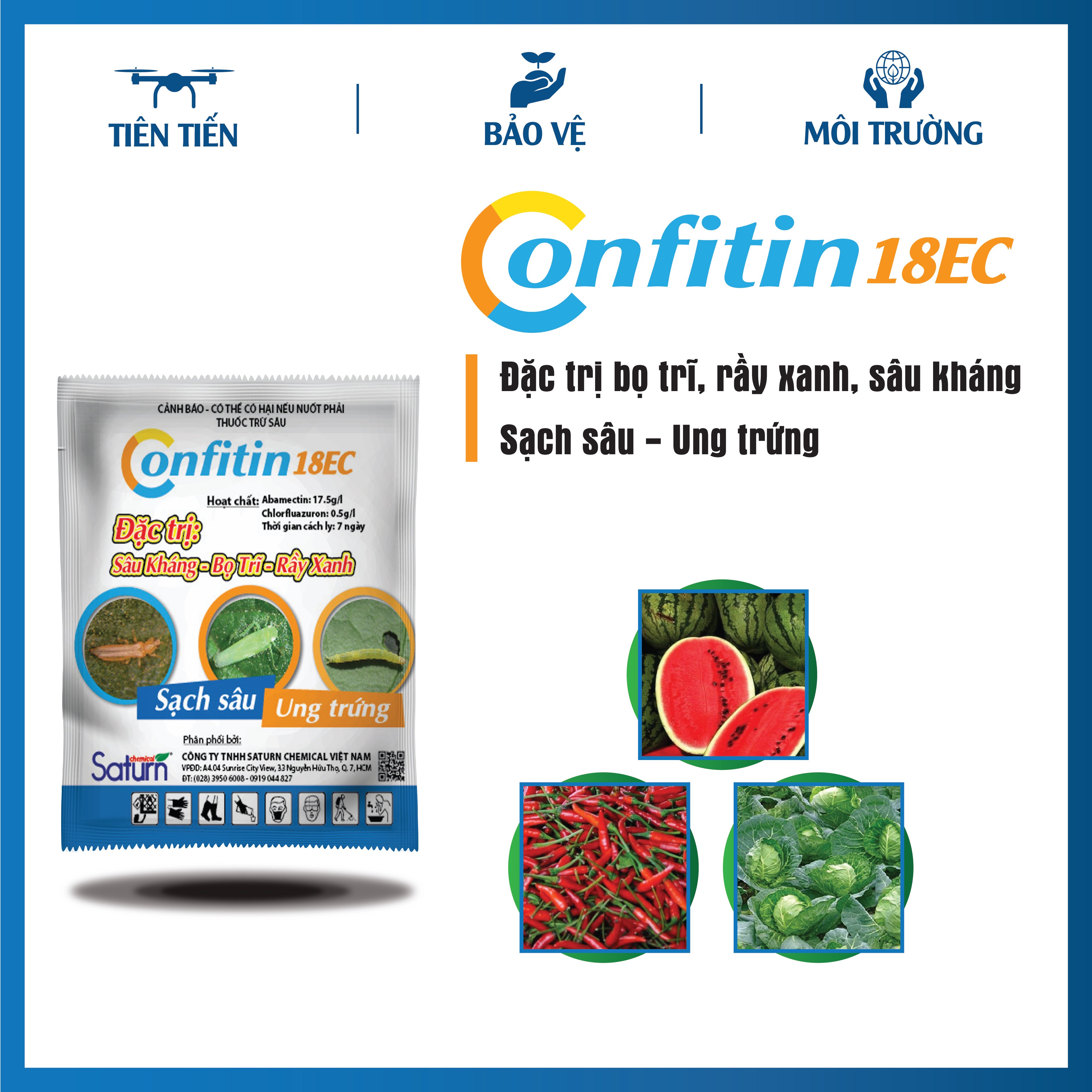 Thuốc trừ sâu Confitin 18EC gói 18ml - Diệt Bọ trĩ, Rầy xanh, Sâu xanh da láng, sâu tơ/ bắp cải, các loại sâu nhai gặm khác.