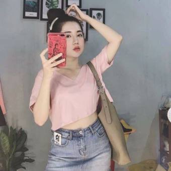 Aó Thun Nữ Kiểu Croptop Cổ Tim Trơn Chất Cotton Cực Mát Được Nhiều Bạn Trẻ Nữ Yêu Thích TP
