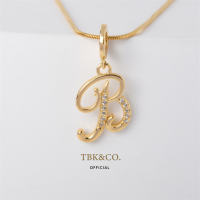 TBK 18K Gold Cubic Zirconia Letter Pendant Necklace Alphabet Accessories 787N A-Z