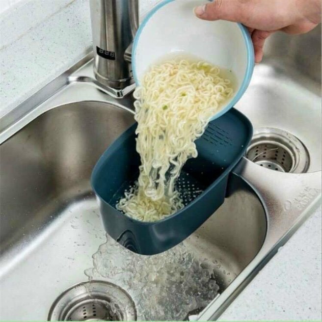 Rổ nhựa lọc rác, thức ăn thừa bồn rửa bát có khay cài siêu tiện dụng
