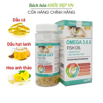 Viên dầu cá Omega 3 6 9 Dầu hạt lanh, dầu gấc, hoa anh thảo - 100 viên [Omega 3 6 9 Vplus+ - Xanh]