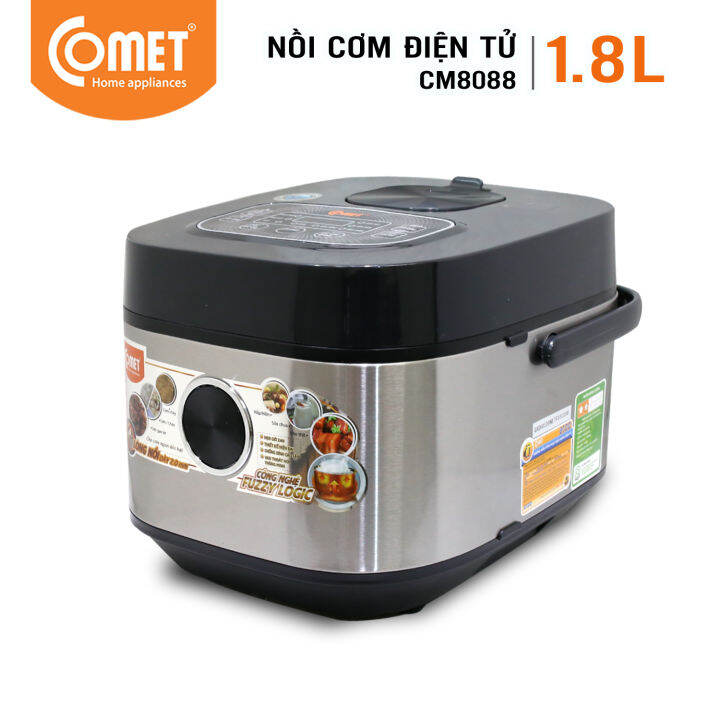 Nồi Cơm Điện Tử Comet CM8088 1.8L Công Suất 860W - Nồi Cơm Điện Sử Dụng Công nghệ Fuzzy Logic - Nấu Ăn Nhanh - Giữ Nhiệt Lâu - Tiết Kiệm Điện Năng.