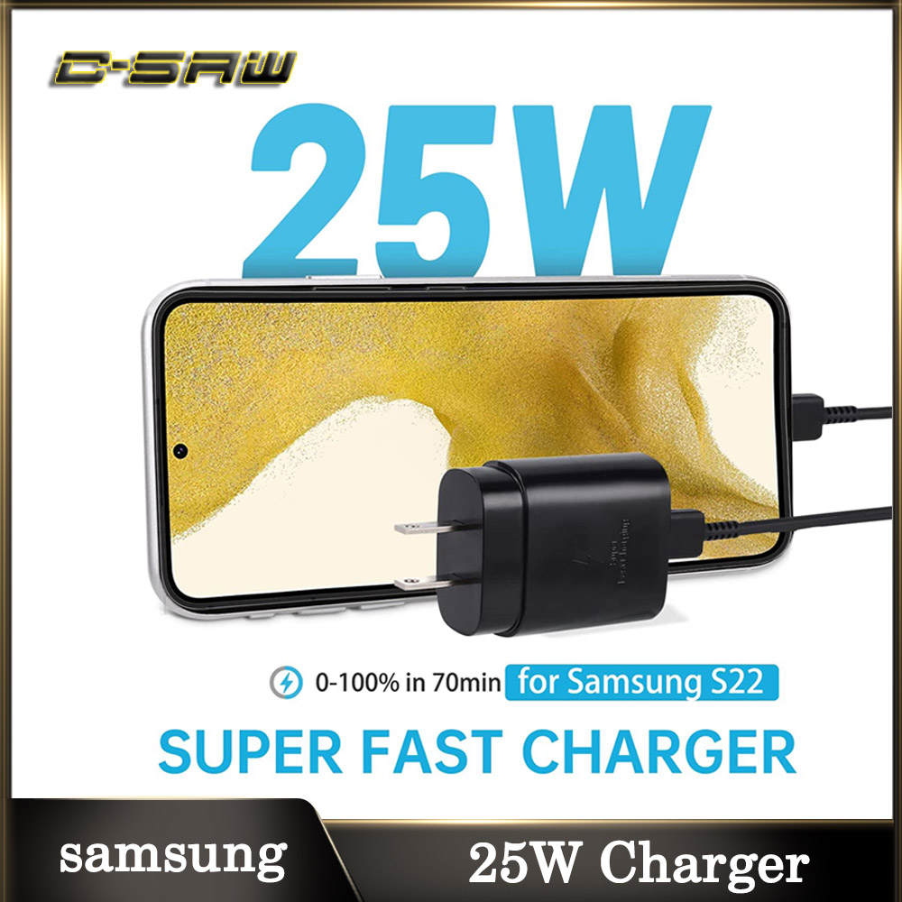 Bộ Sạc Tường Samsung C-SAW 25W Bộ Chuyển Đổi Nguồn Usb Type C Siêu Nhanh Cargador Galaxy S22 S21 Note20 Ultra S21 + Note 10 5G A71