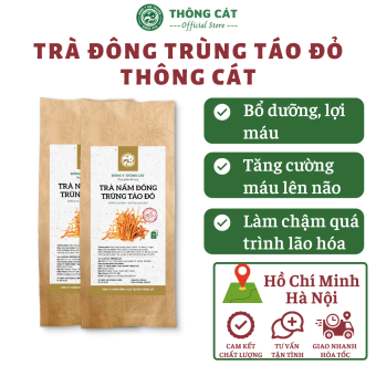 Trà đông trùng hạ thảo Đông y gia truyền Thông Cát (Since 1918) - giúp tăng cường sinh lý, tăng sức đề kháng, đẹp da và ngủ ngon - Trà thảo mộc Thông Cát