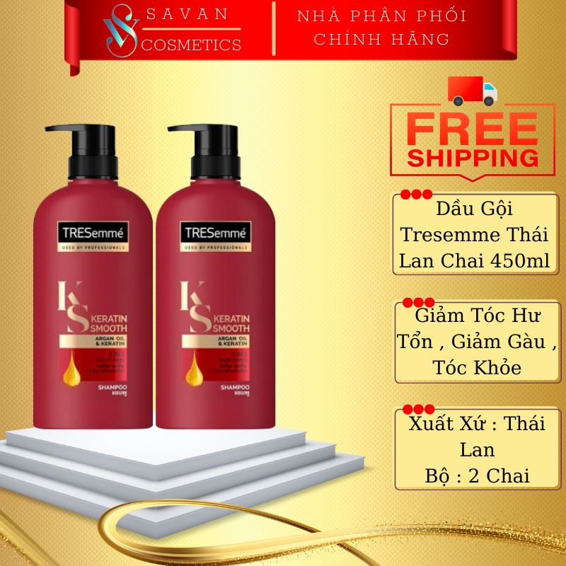 Combo 2 chai dầu gội tresemme ks keratin smooth 5 in 1 thái lan 480ml