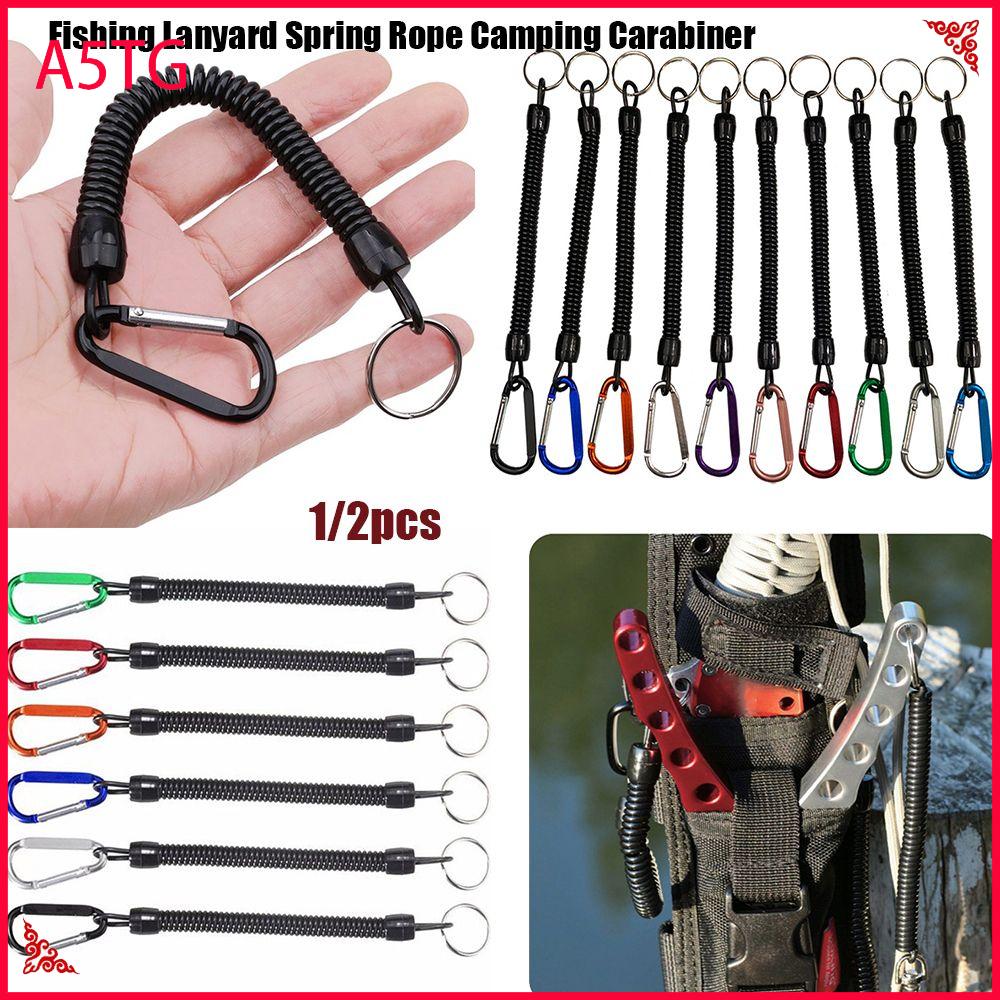 2Pcs Fishing Rod Straps Rope Retractable Safety Coiled Lanyard